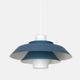 Glass Vos Belysning Danish design pendant hanging lamp with blue shades