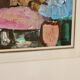 Grande peinture à l'huile moderniste suédoise « Mère et fille » par Gösta Falck vers 1960 - Vintage et encadrée