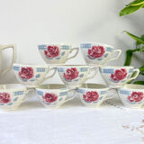 Vintage tea set in Sarreguemines flowered earthenware, "Troyes" model