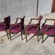 Lot de 4 fauteuils bridge 1950 en tissu mauve