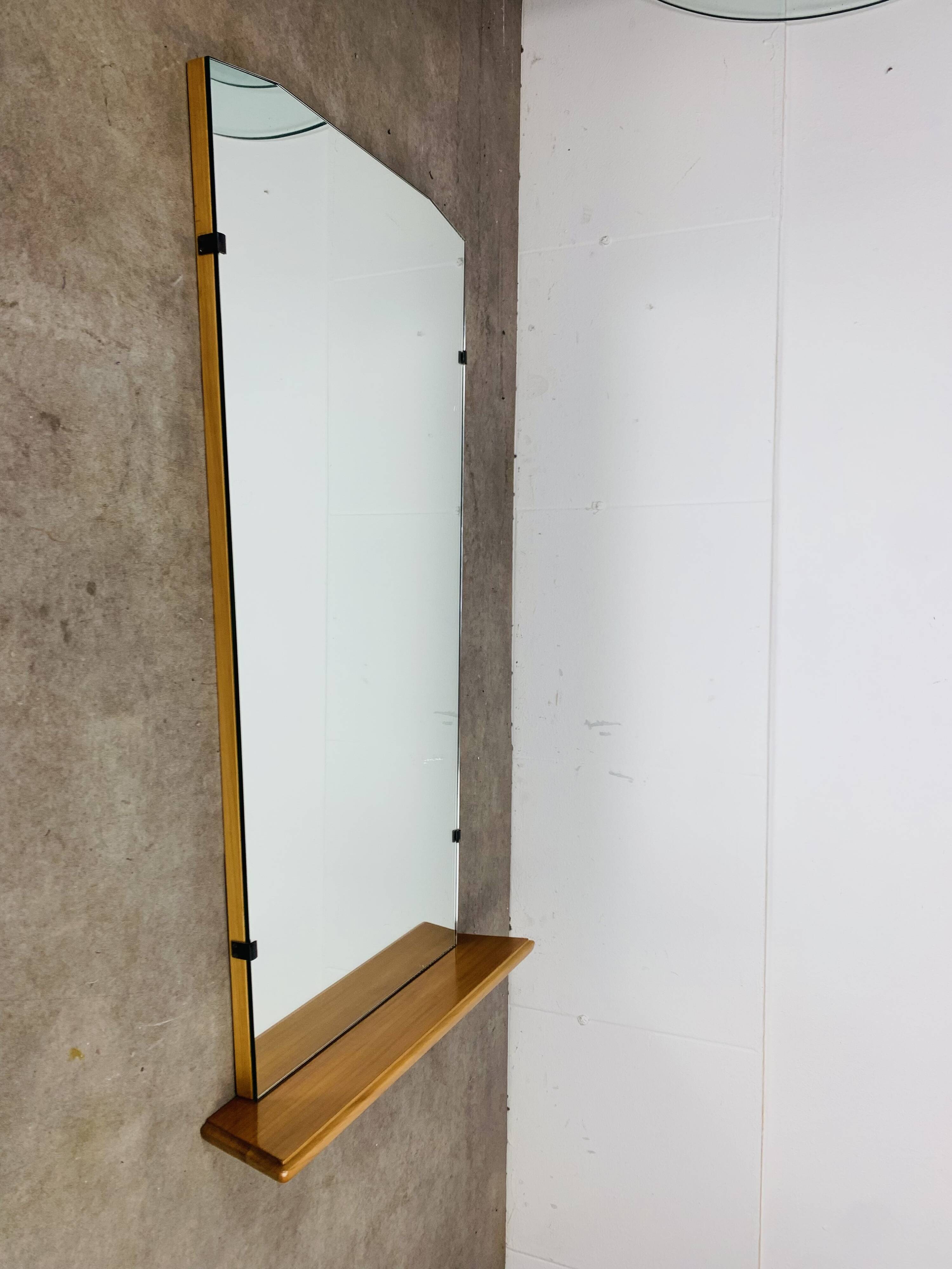 Mirror with wooden shelf, 1960s, vintage