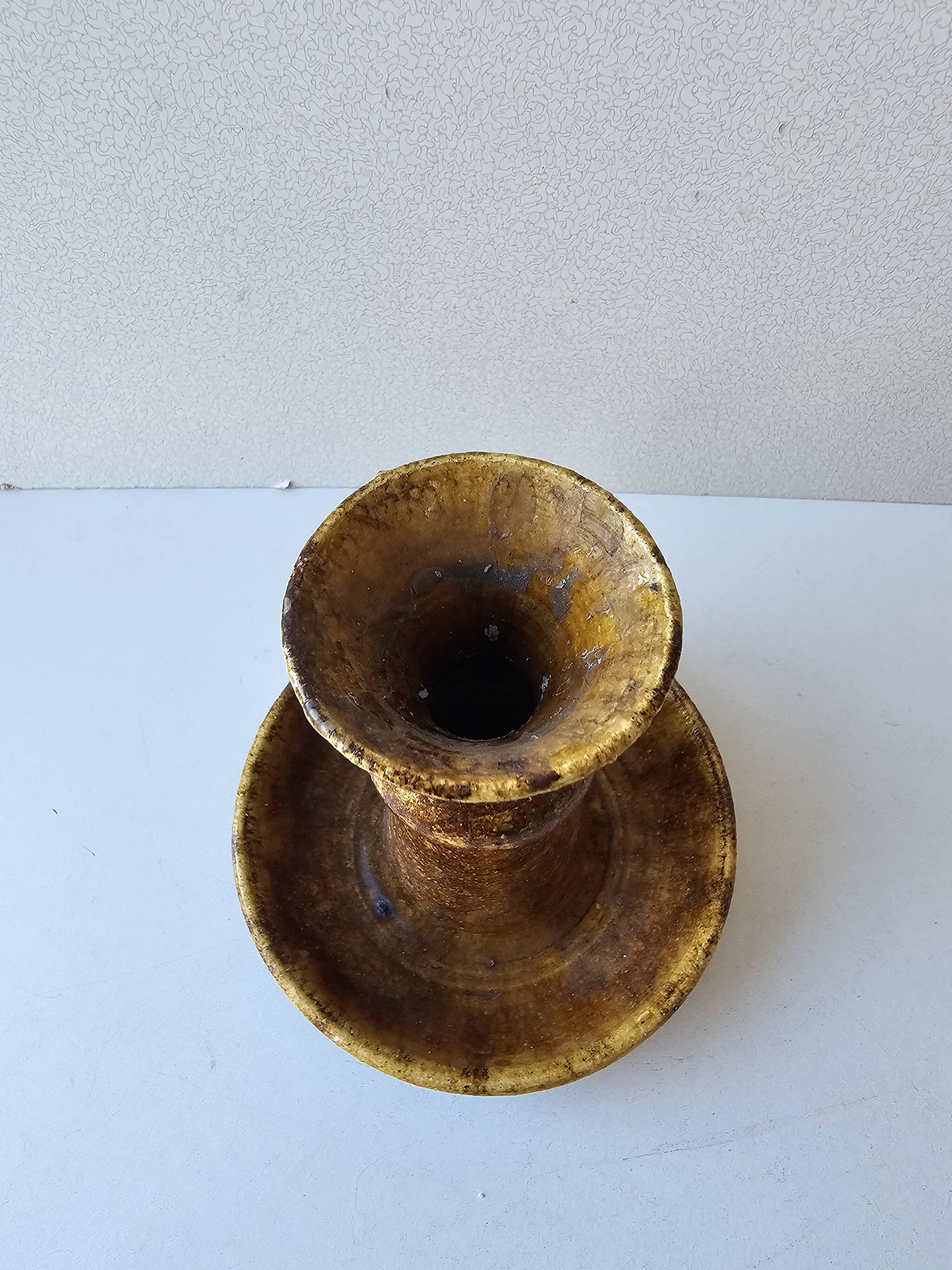 Vintage ceramic candlestick signed Accolay