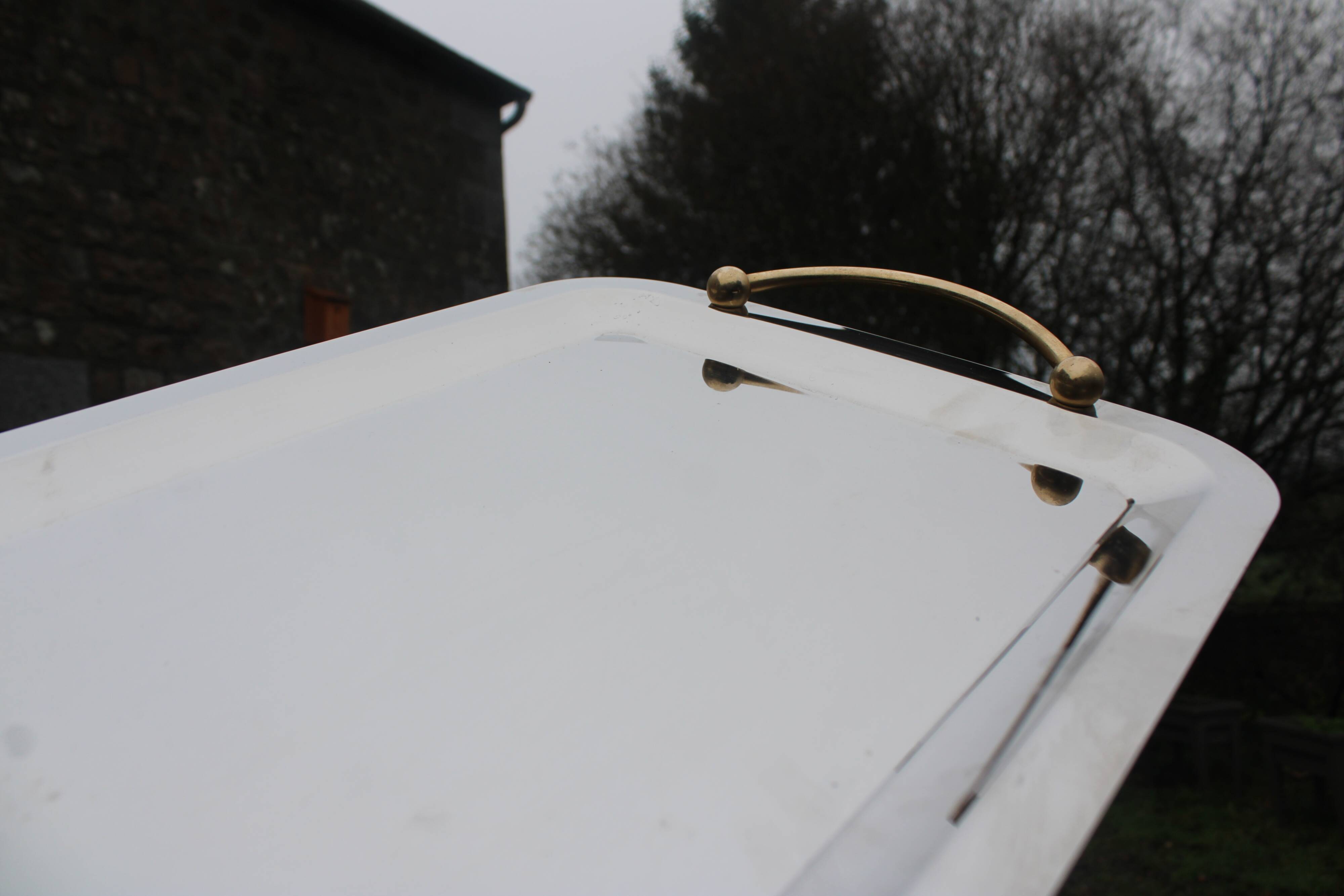 GUY DEGRENNE Serving Tray – Stainless Steel & Brass Handles – France