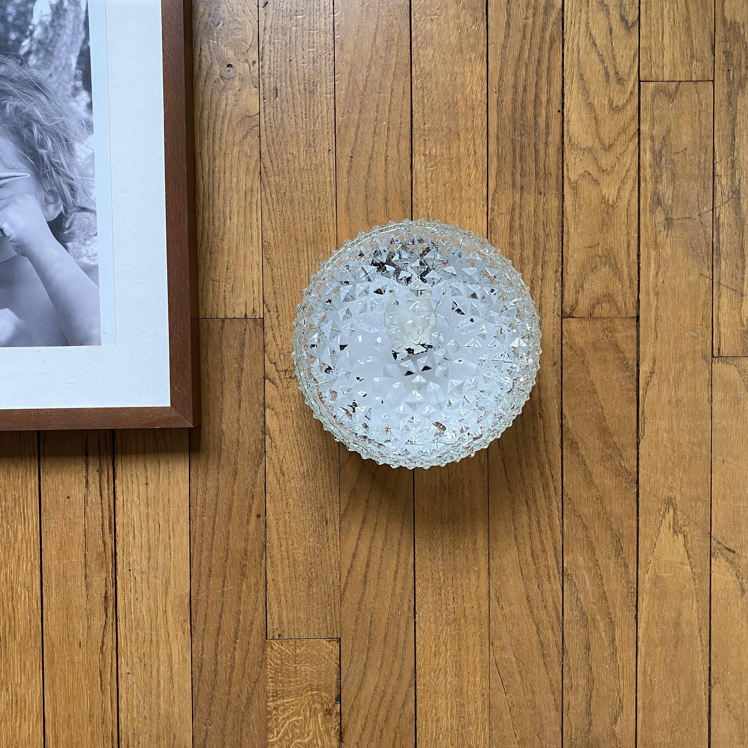 Antique glass wall sconce, round ceiling light, 20 cm