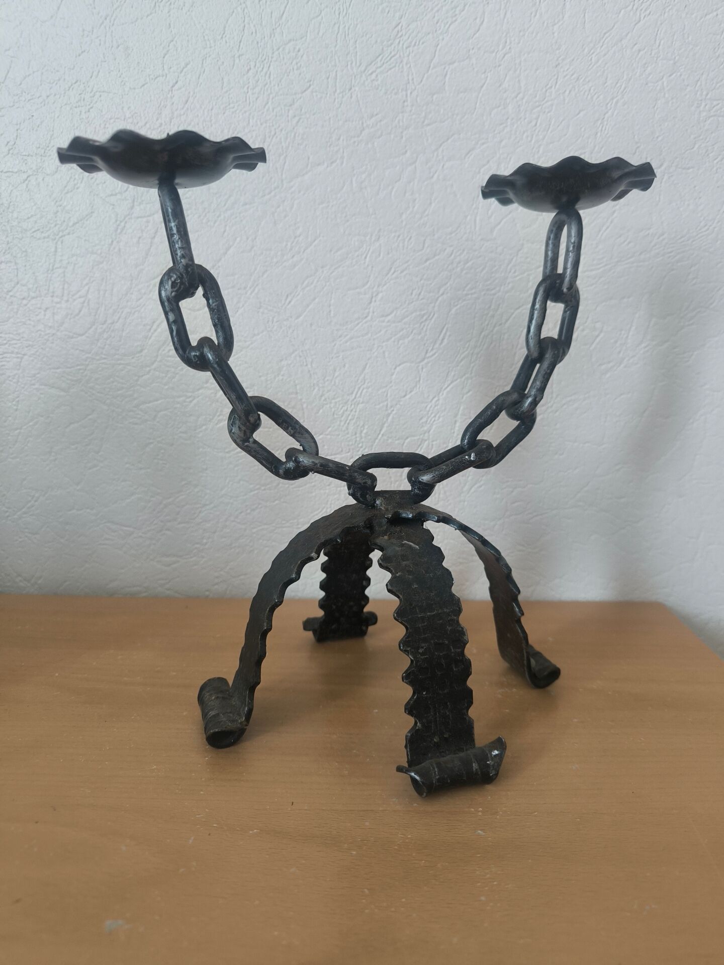 Brutalist wrought iron chandelier