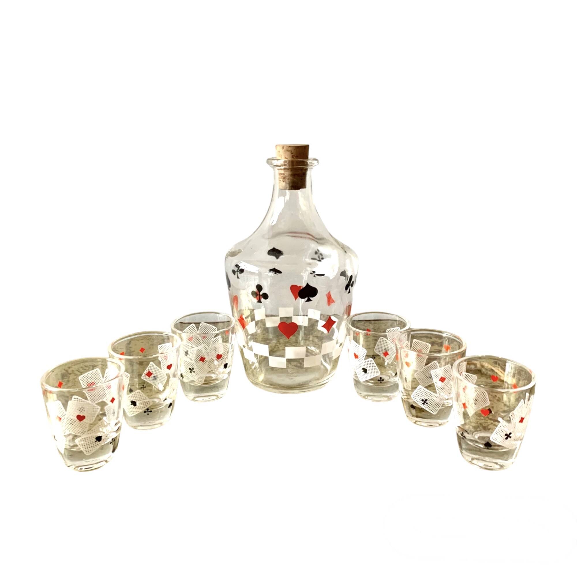 Vintage playing card liqueur set