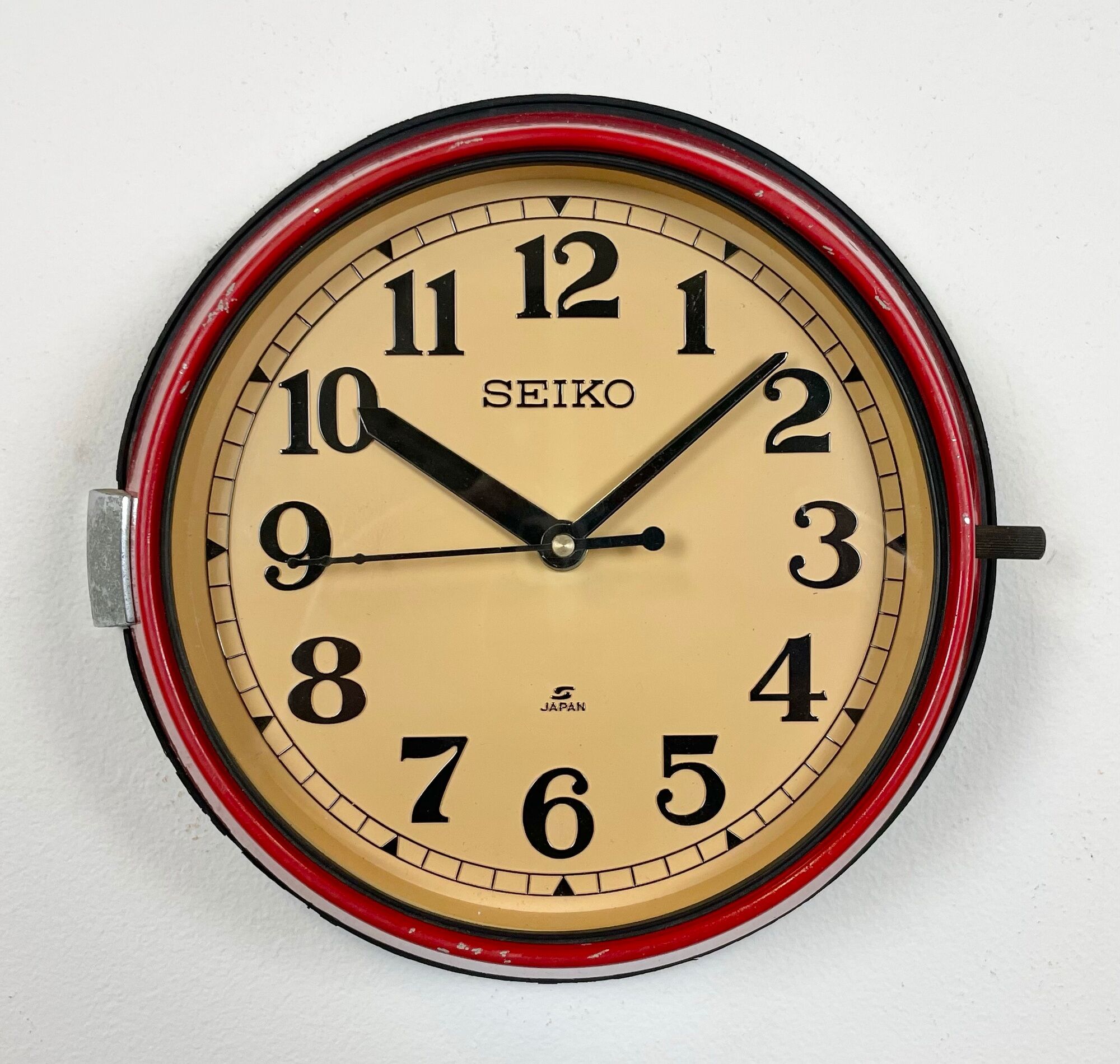 Vintage red seiko navy wall clock, 1970s