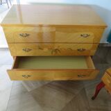 Vintage Louis XV style chest of drawers in citron wood veneer