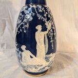 Blue Limoges porcelain vase
