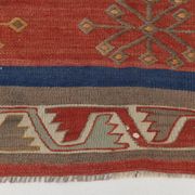 3x14 Navy Blue & Red Kilim Rug, 100x410 Rare Size Kilim Rug,Wool Runner Rug