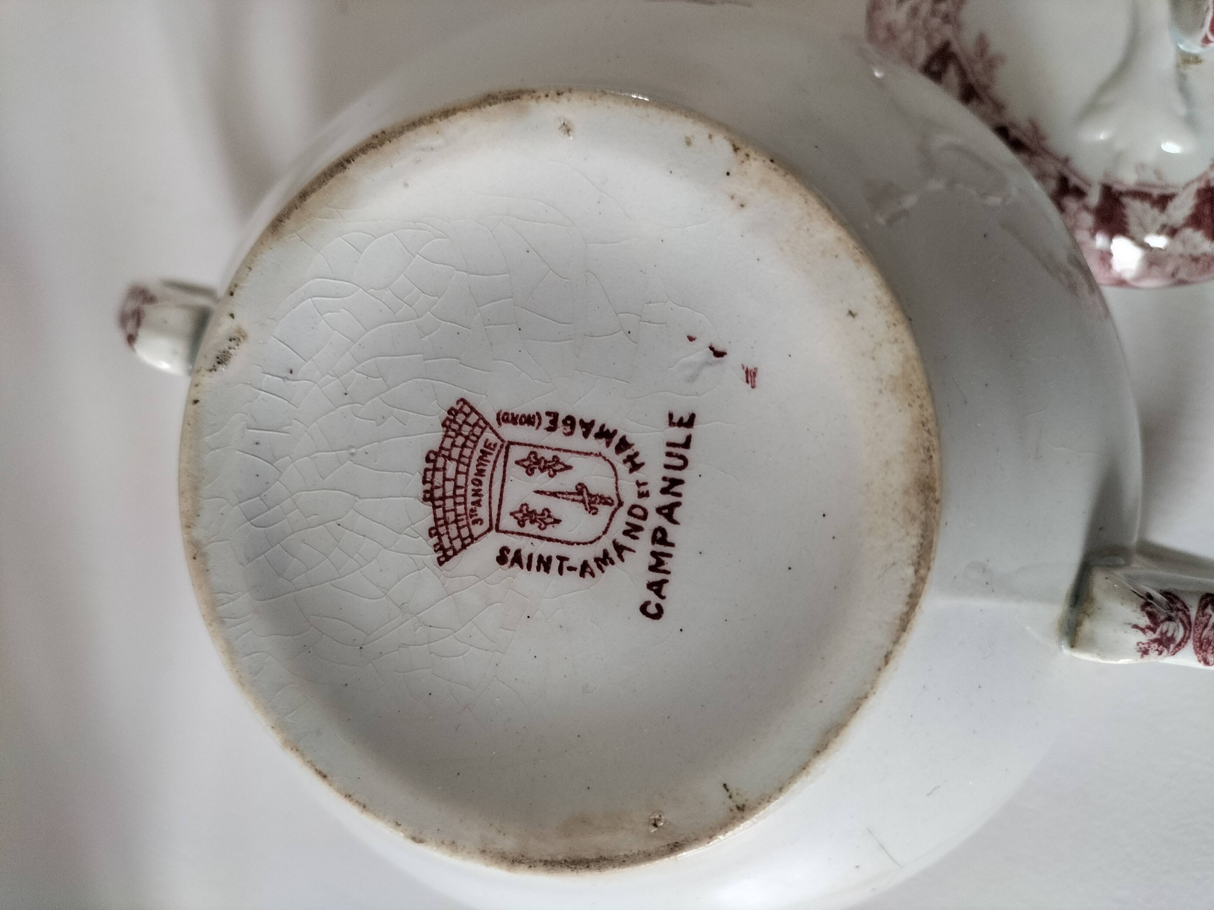 Saint-Amand & Hamage antique sugar bowl – Campanule rouge model