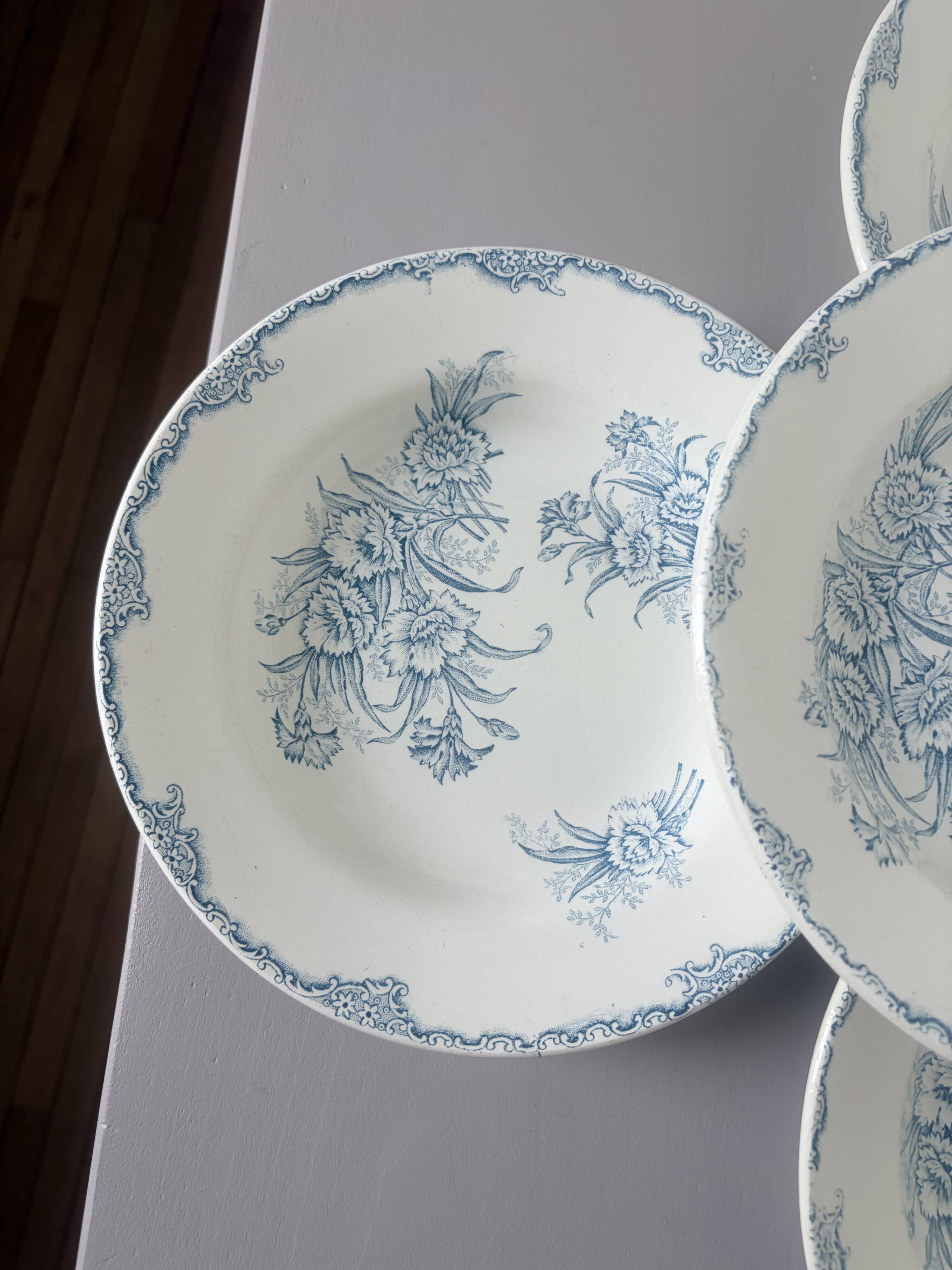 4 vintage deep plates in ironstone from L&G model Oeillets 220520