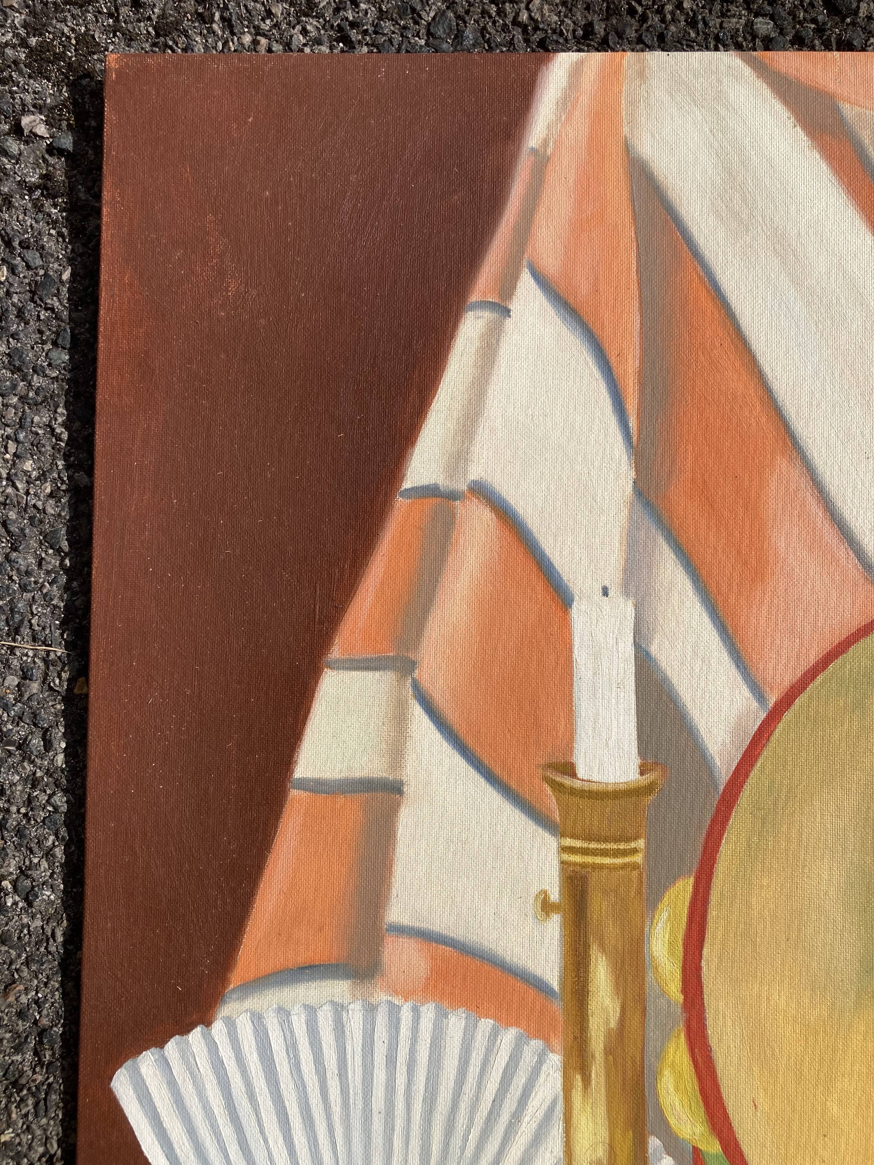 Peinture à l'huile sur panneau, nature morte au masque