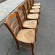 6 solid wood straw-seated Louis Philippe chairs, oak, 20th century.