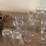 Set of 21 small liqueur glasses and 16 small cups and ramekins.