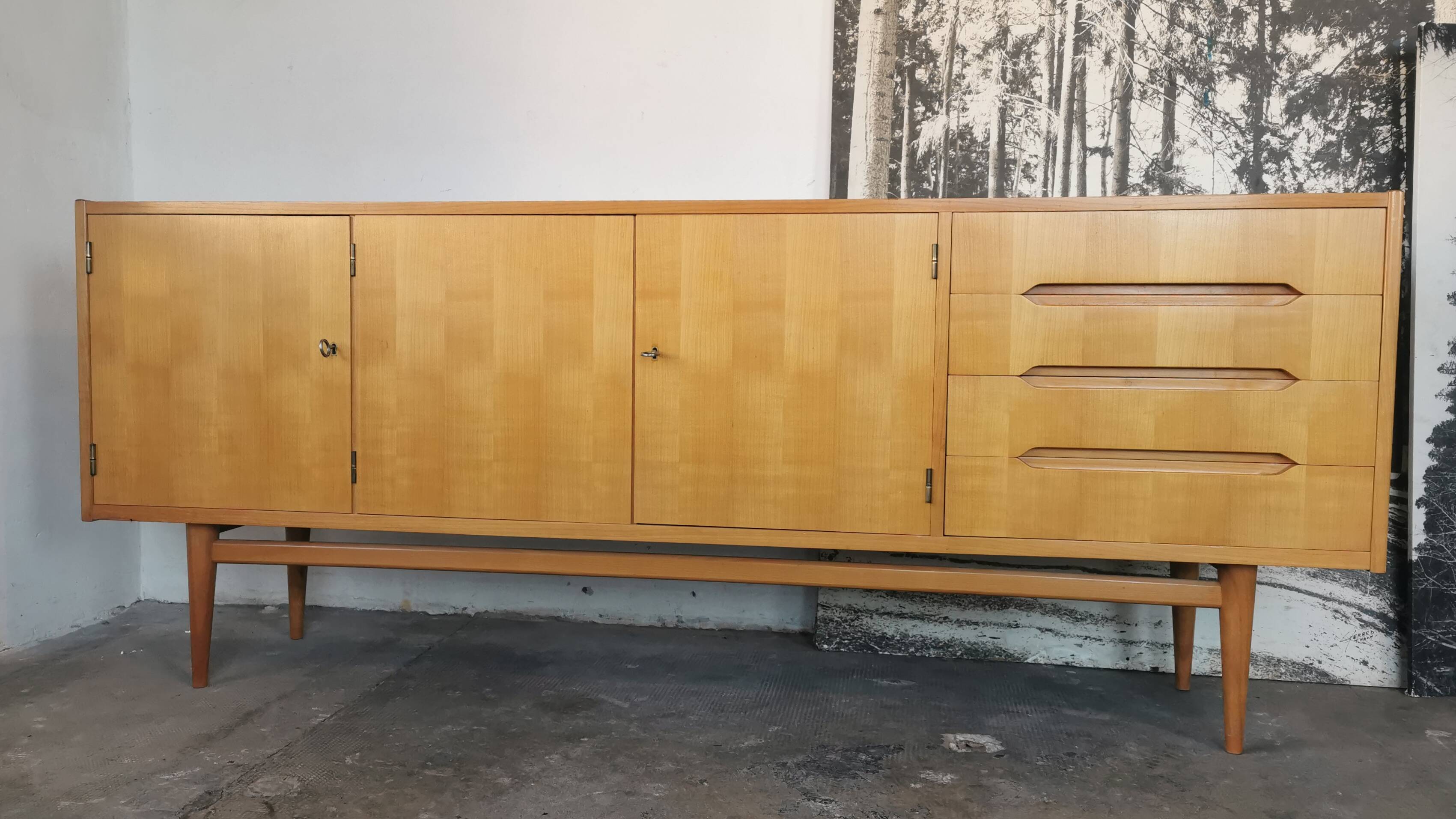 Sideboard in blond wood, 1970