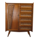Commode vintage en bois et osier