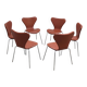 'Series 7' chairs in cognac leather by Arne Jacobsen for Fritz Hansen, 1955