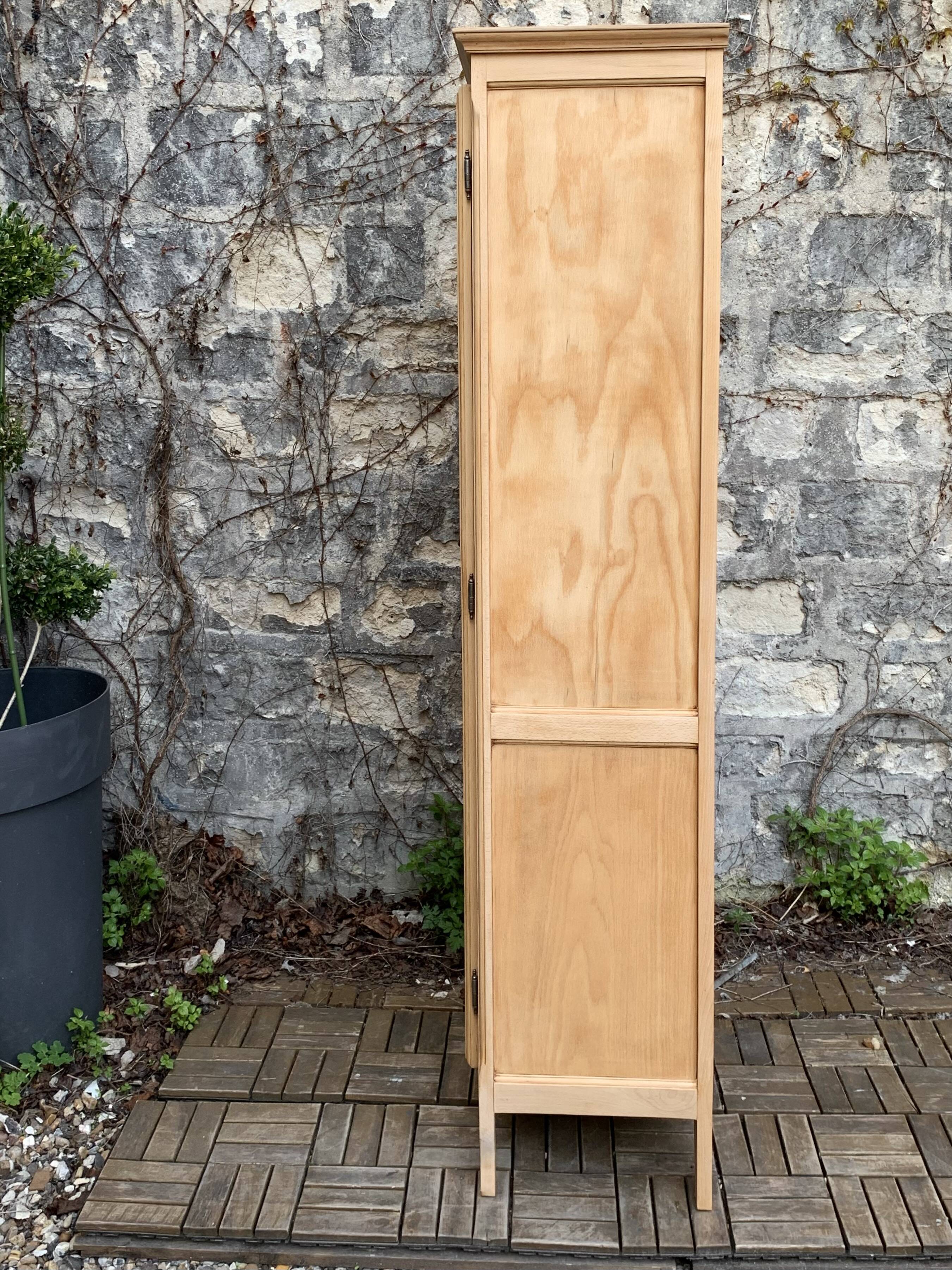 Parisian glass cabinet, raw wood, 1960s