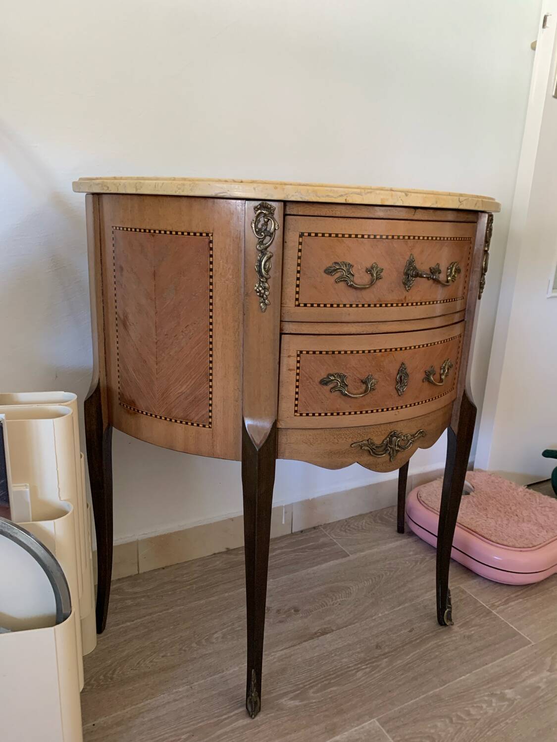 Small Louis XV style half-moon chest of drawers