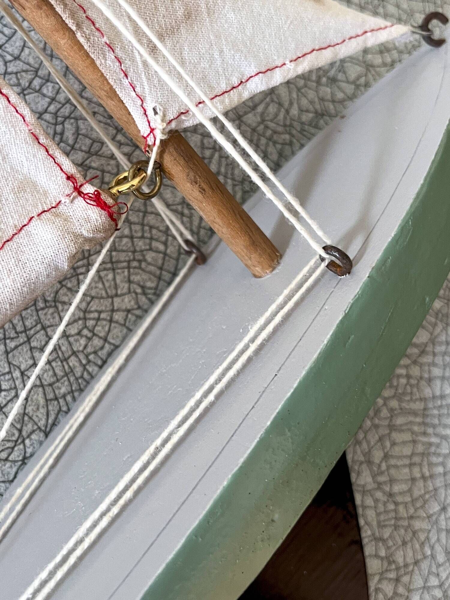 Wooden pond sailboat, metal keel, vintage toy