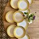 Set of 10 vintage white, yellow and gold dinner plates