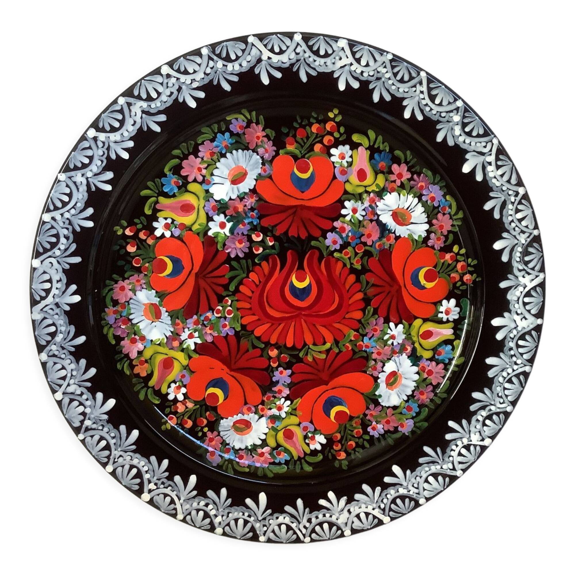 Hand-painted Russian embossed plate