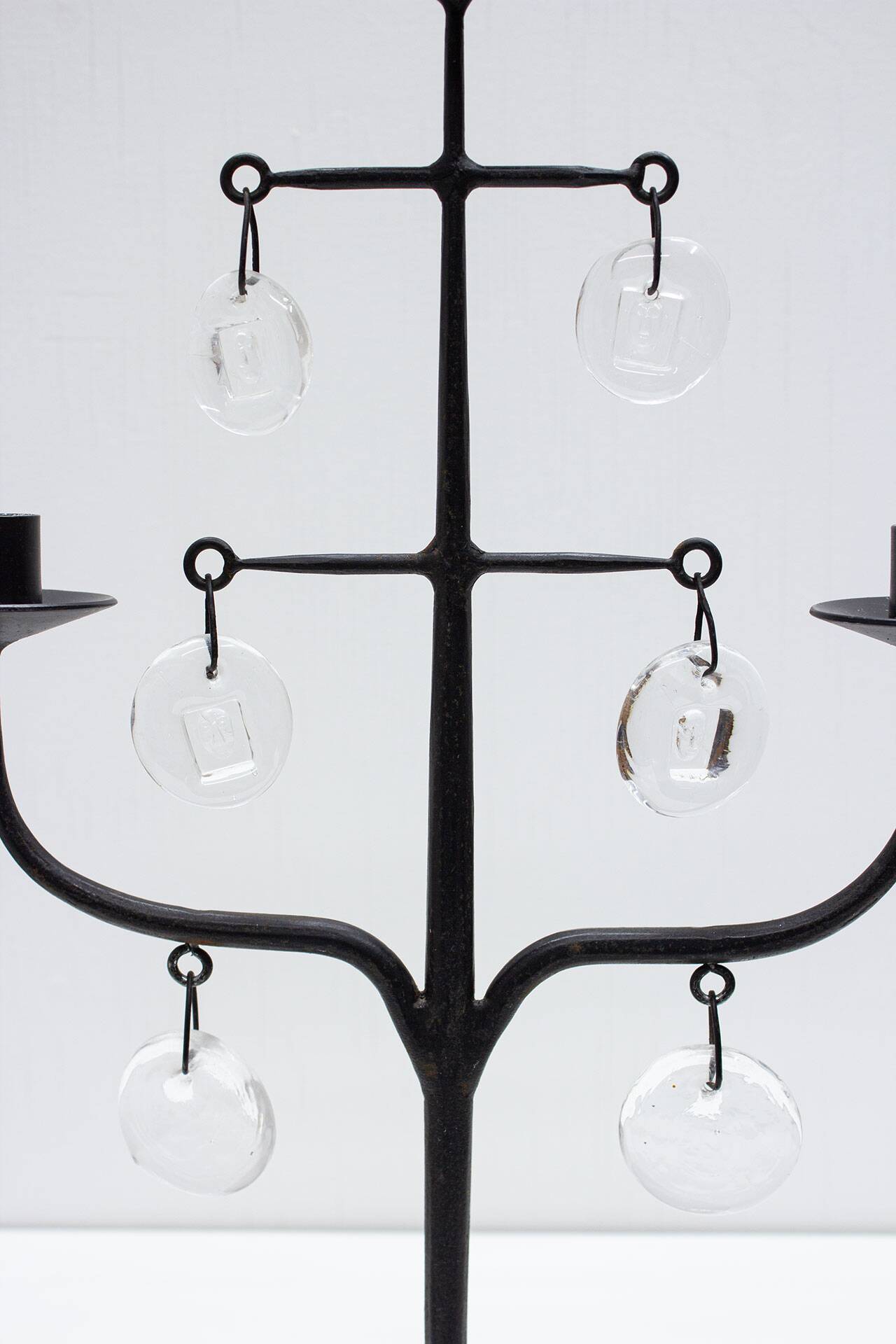 Wrought Iron & Glass Candelabra by Erik Höglund, Sweden, 1960s
