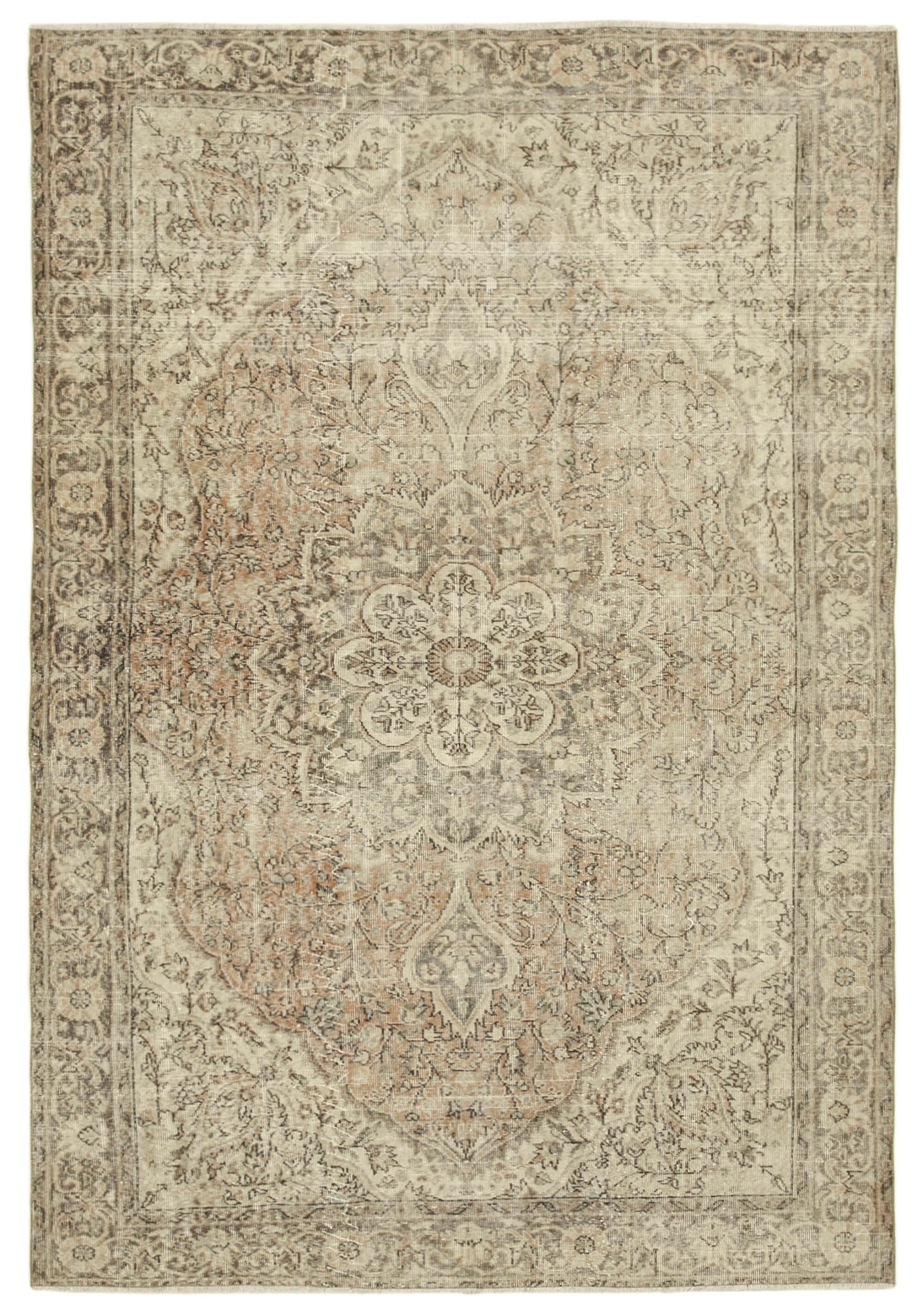 Handwoven one-of-a-kind anatolian beige carpet 195 cm x 300 cm