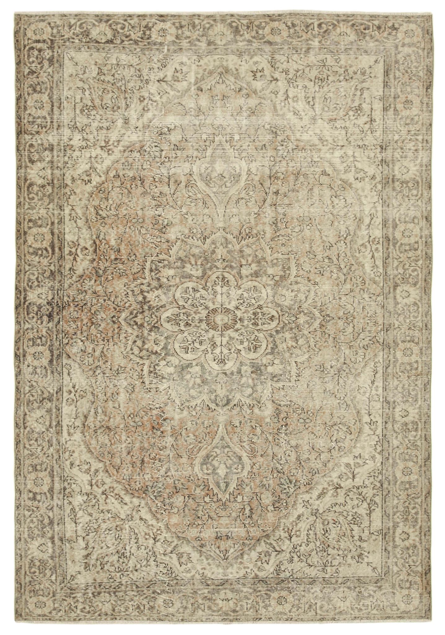 Handwoven one-of-a-kind anatolian beige carpet 195 cm x 300 cm