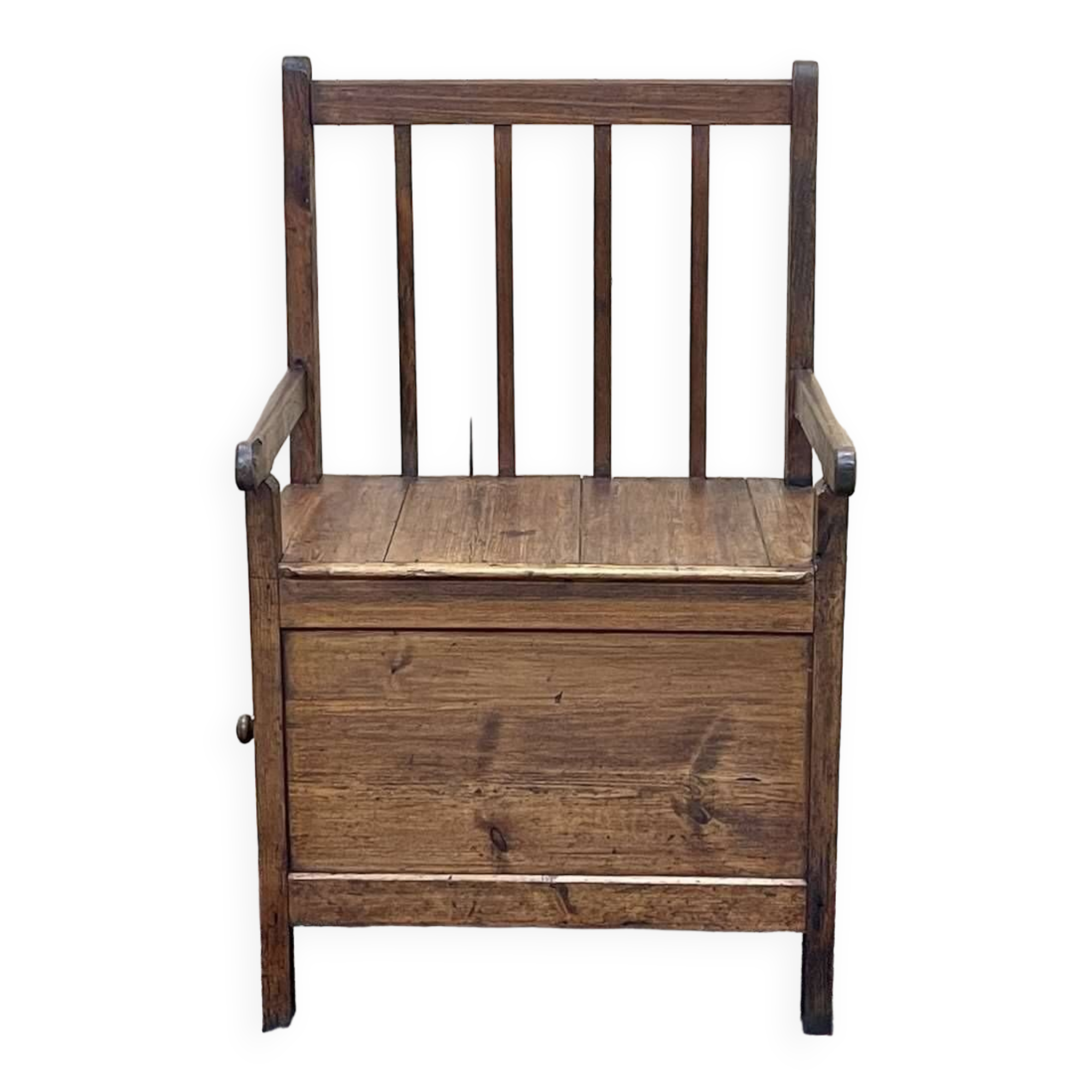 Banc de foyer rustique en sapin début XXème