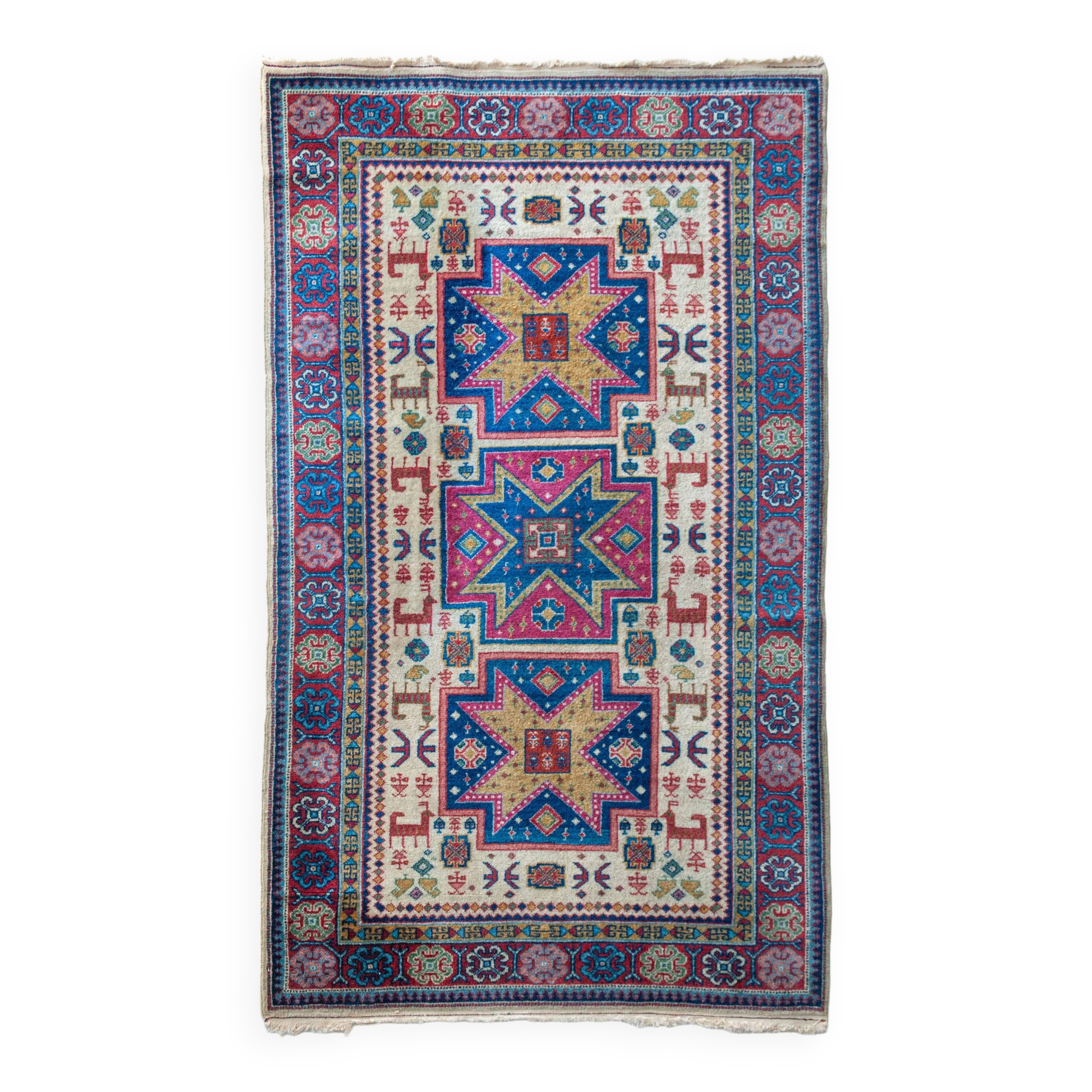 Hand Woven Vintage Eastern Rug - Animal Motifs