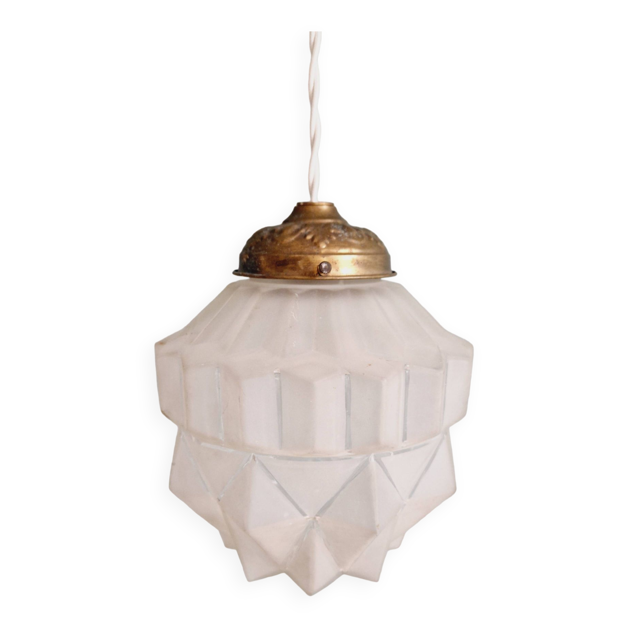 Art Deco pendant lamp in satin glass, 1920s-30s