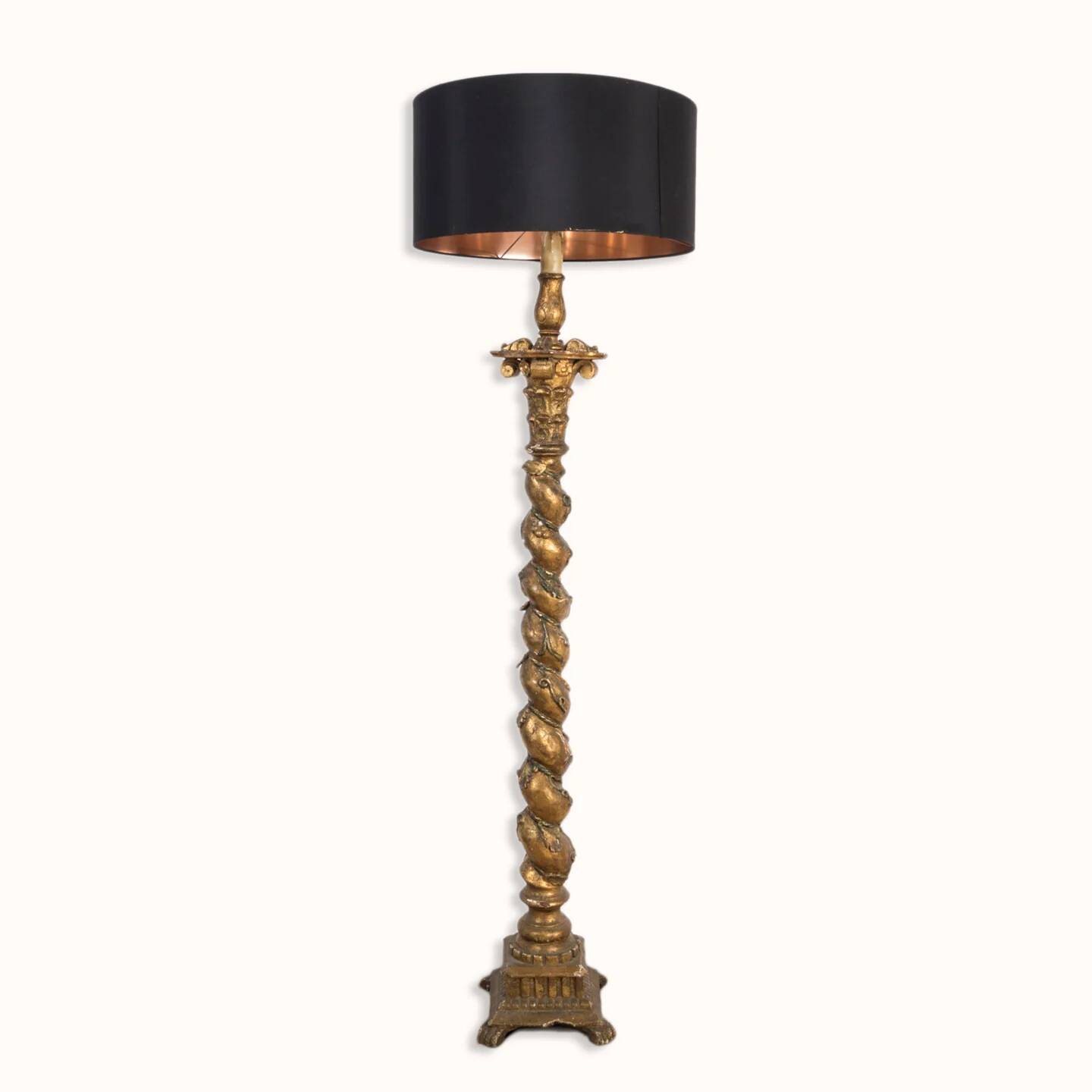 Antique Italian gilt wood standing floor lamp