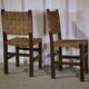 Pair of Brutalist chairs with braided rope seats, 1950s