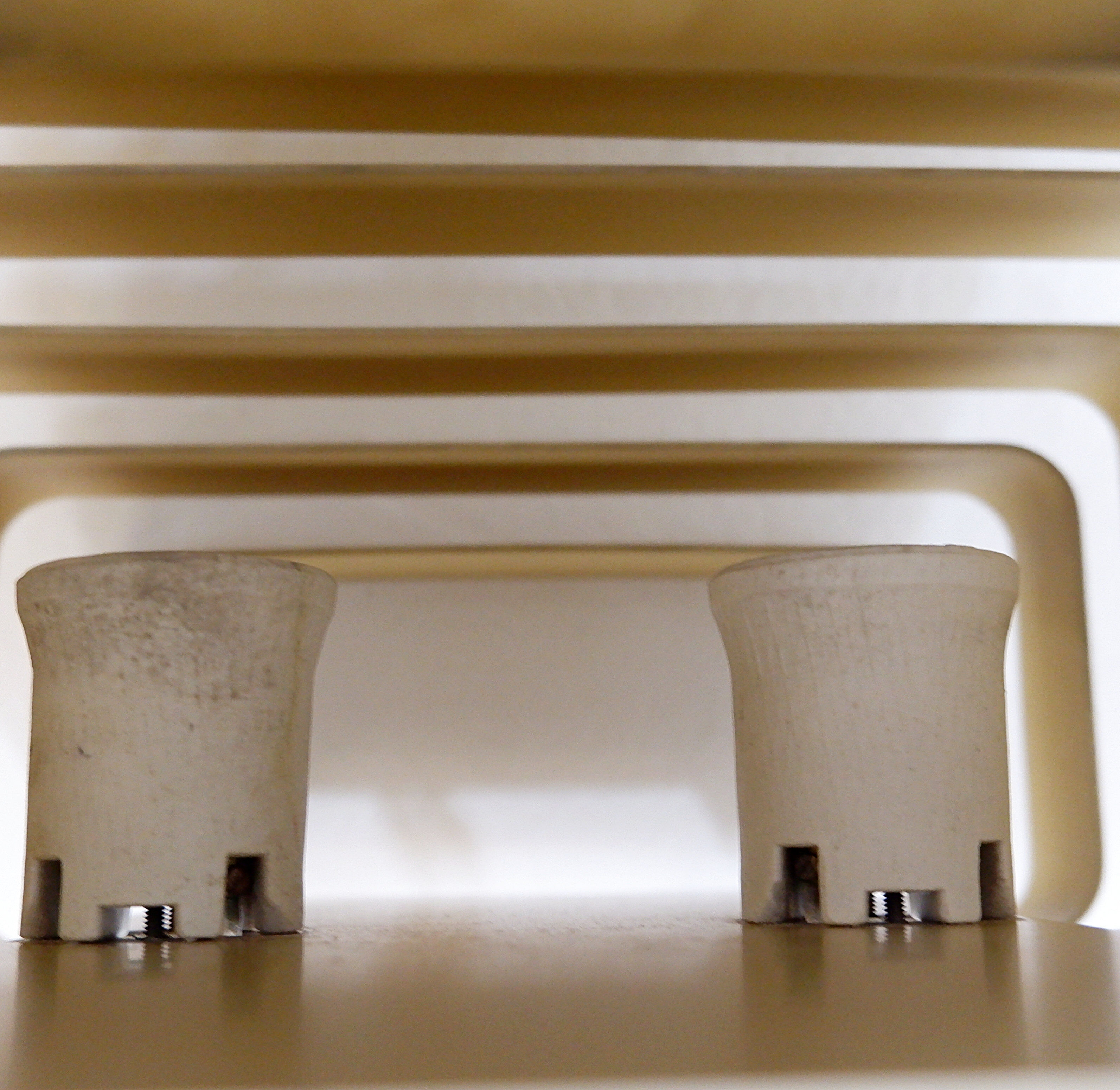 Pair of gold-plated aluminum wall lights by Jules Wabbes - 2 pairs available (1)