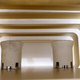 Pair of gold-plated aluminum wall lights by Jules Wabbes - 2 pairs available (1)