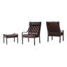 Rare set armchairs and ottoman by Fredrik A. Kayser for Vatne Möbler, Norway 1960s.