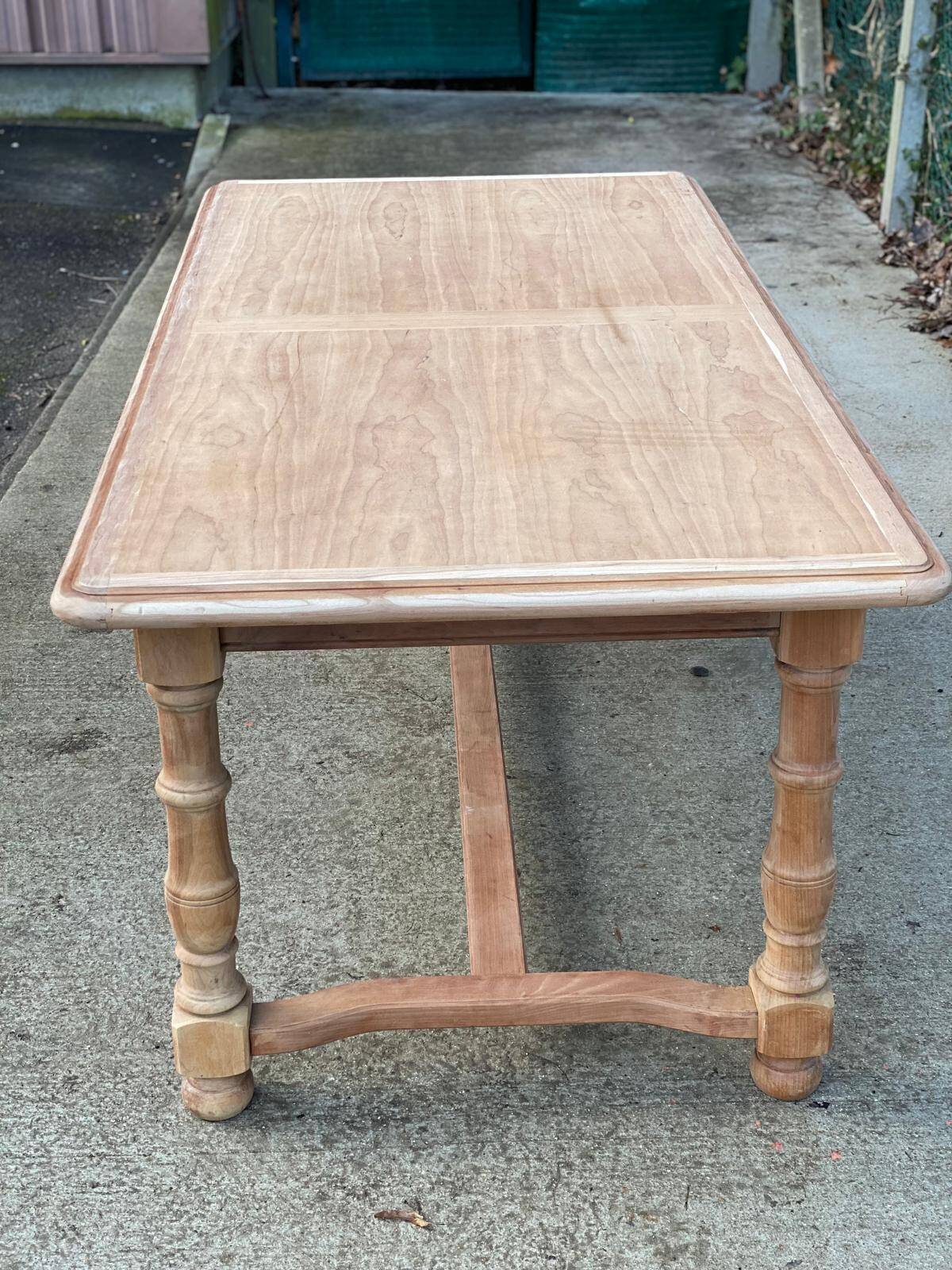 Renovated extendable farmhouse table in solid raw cherry wood 265cm