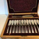 Service a poisson coffret en bois en bois d'acajou blond