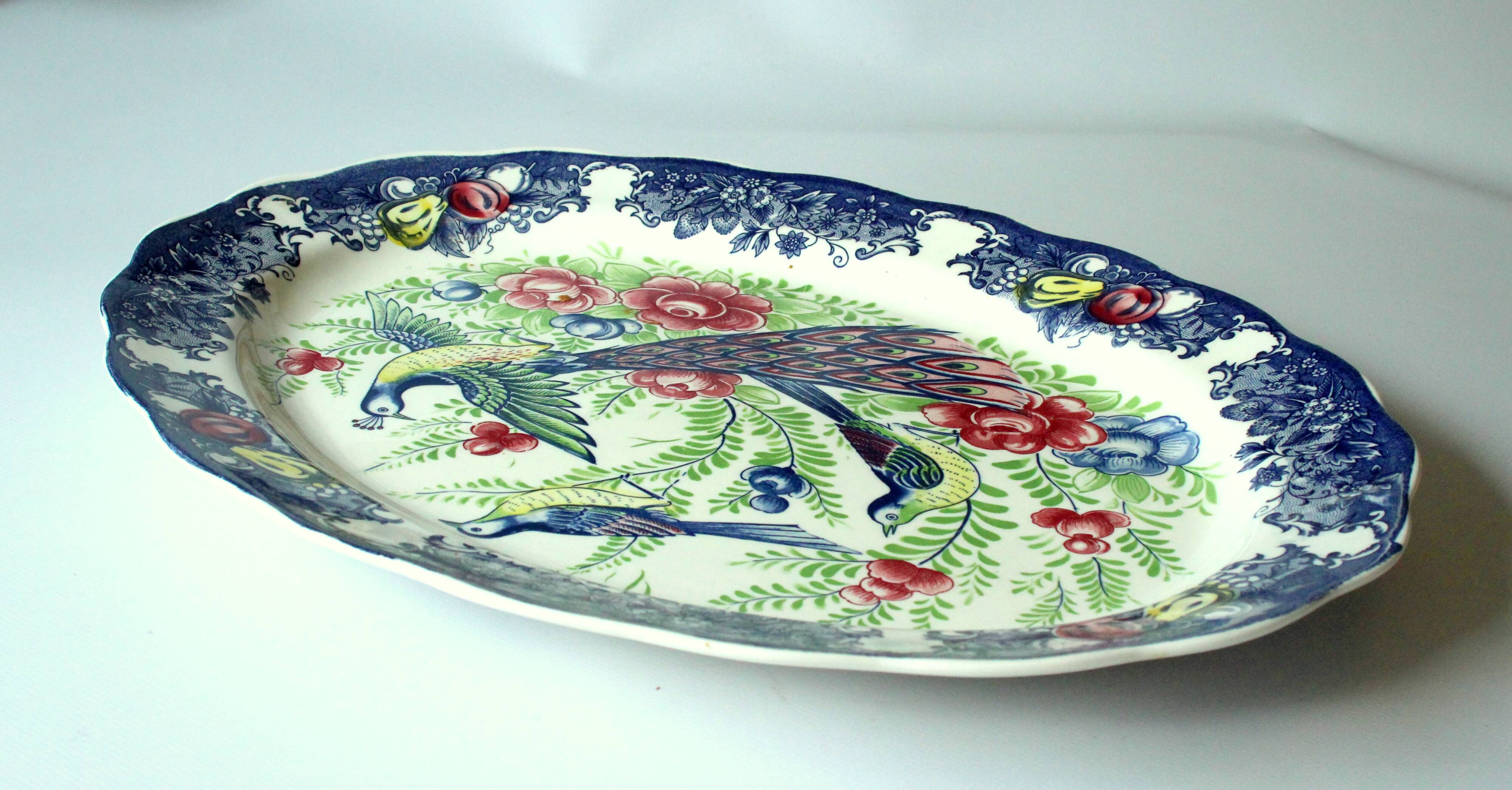 XL asian ceramic serving platter - made in Japan - Vintage