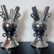 2 Large Vintage Vases • Chrome Ceramic • XXL • 1990