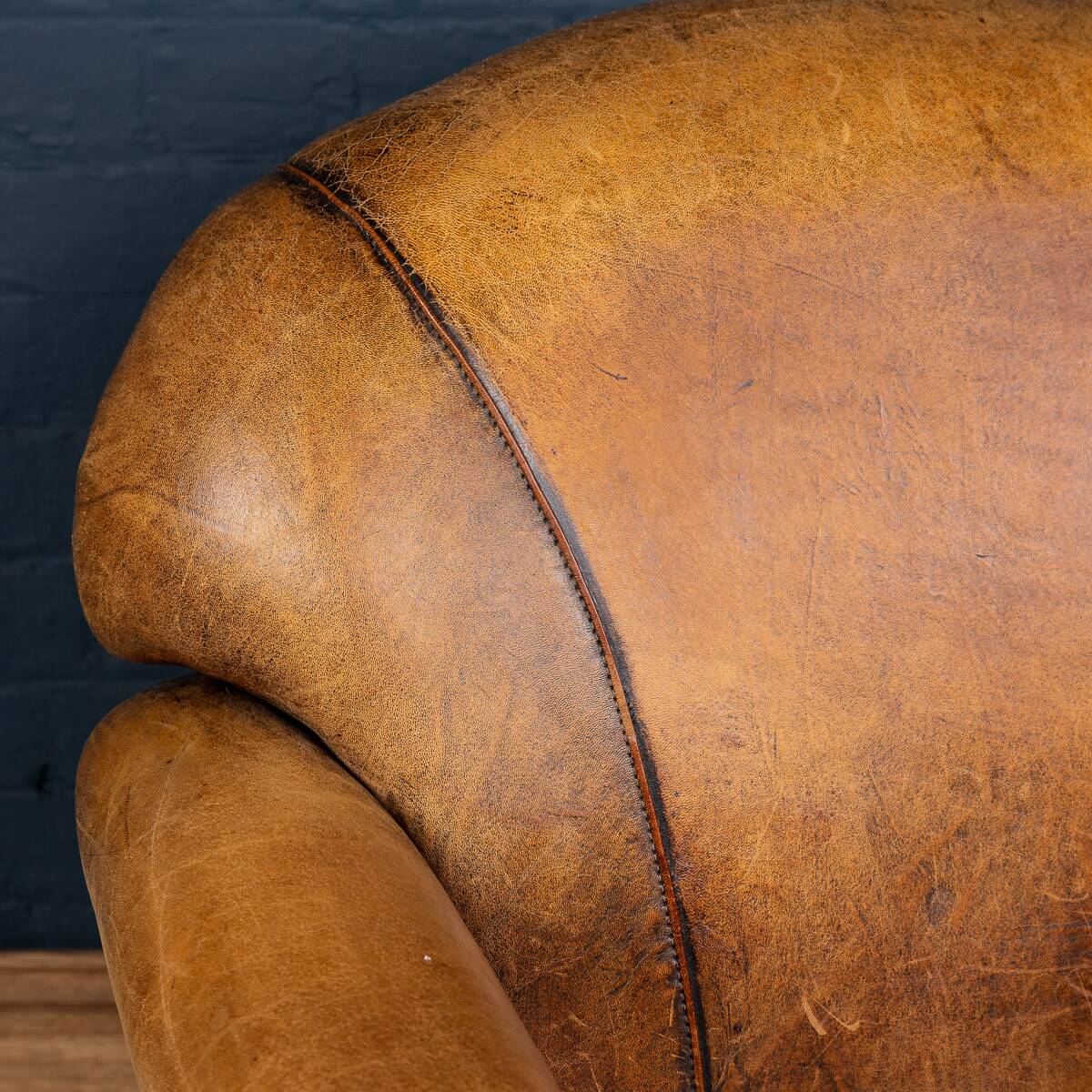 Vintage 20thc pair of dutch leather club chairs c.1980