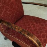 Pair of H410 Type C burgundy armchairs by Jindrich Halabala for Thonet