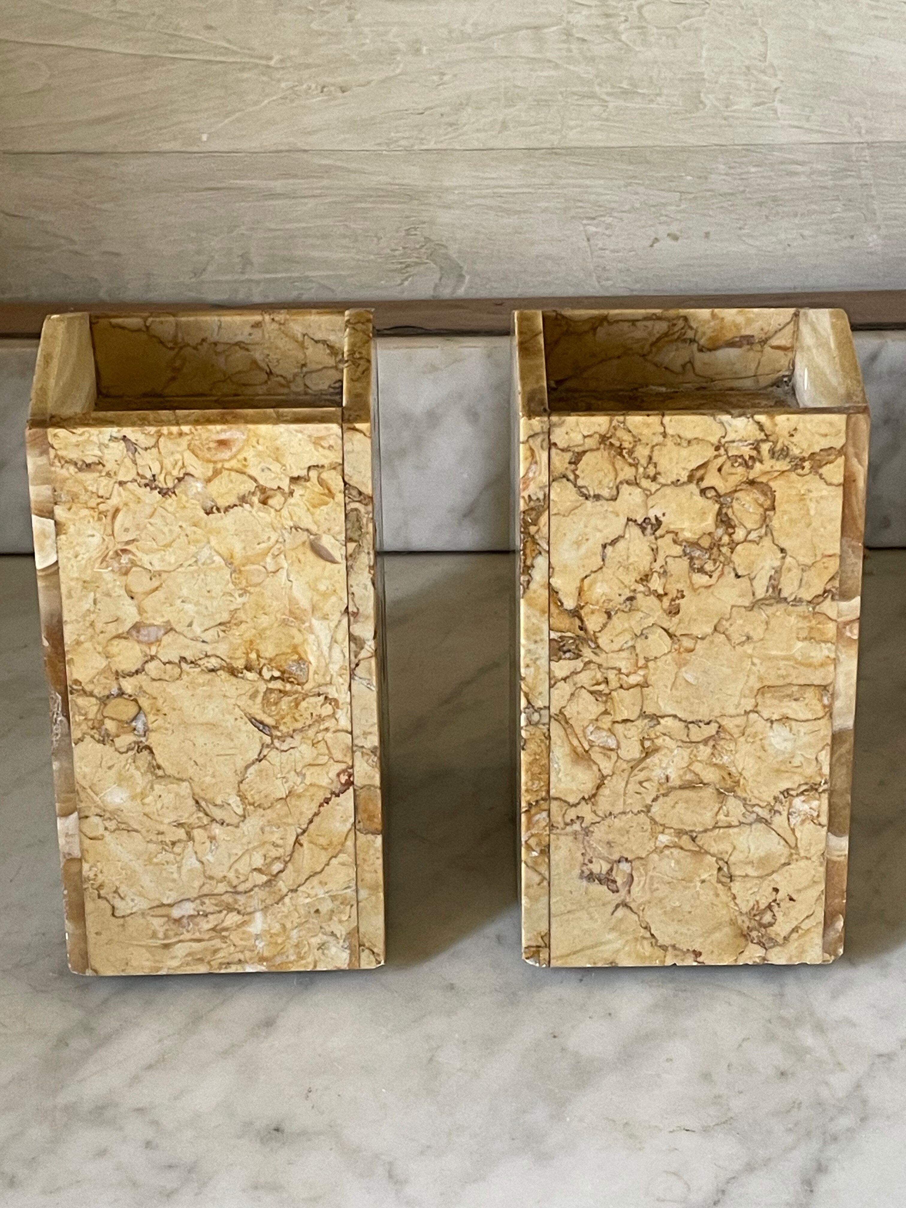 Art Deco marble and onyx bookends