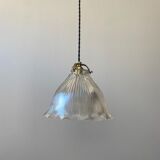 Old vintage holophane glass suspension