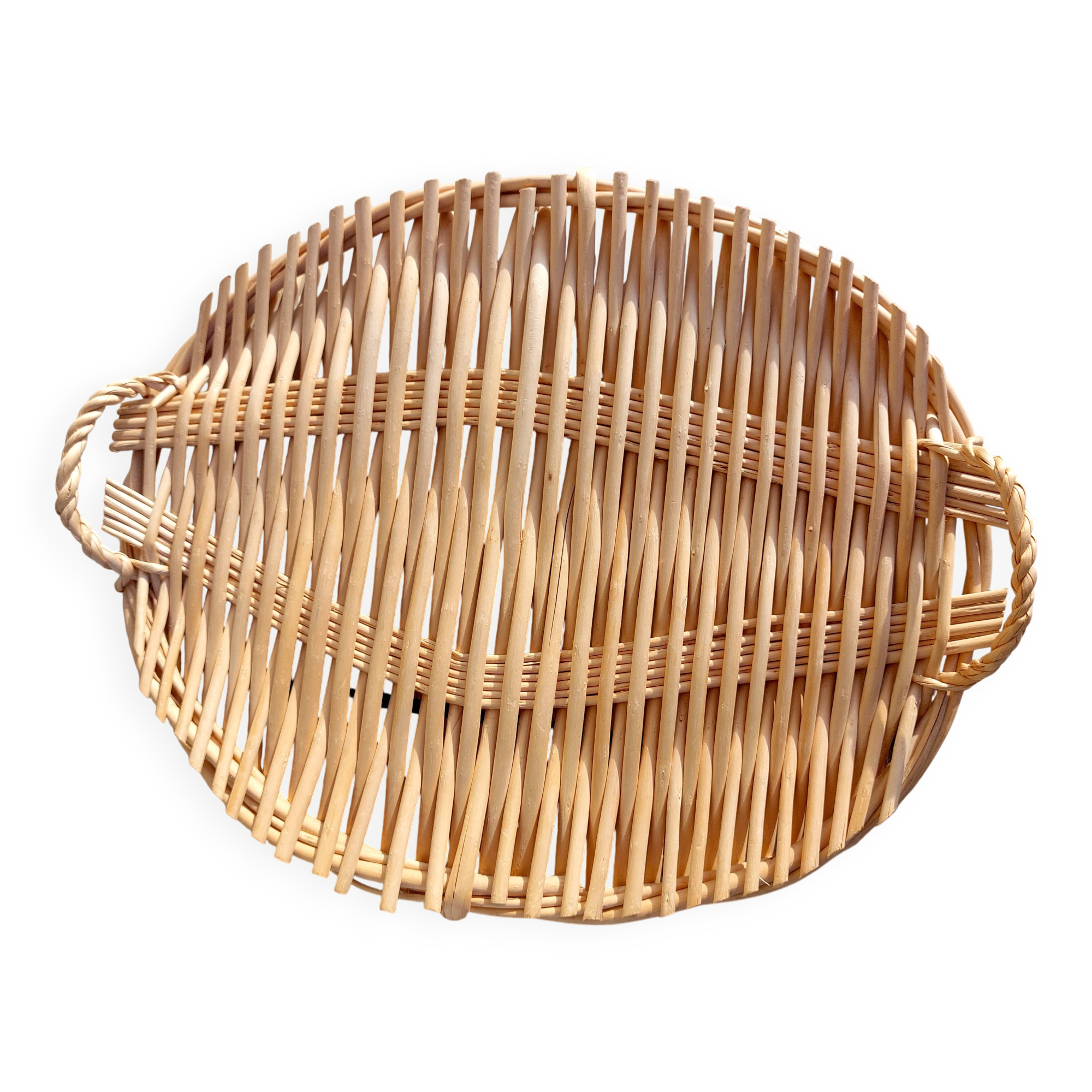 Vintage oval bamboo tray
