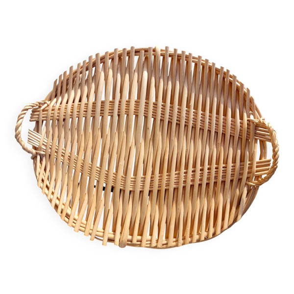 Plateau ovale en bambou, vintage