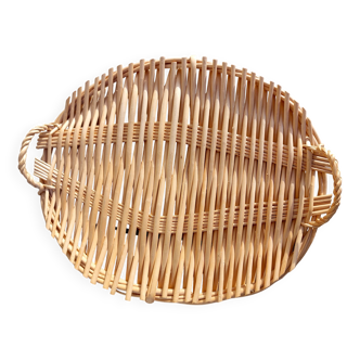 Vintage oval bamboo tray