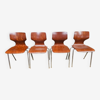 Set de 4 chaises empilables Flototto design Adam Stegner année 60 vintage